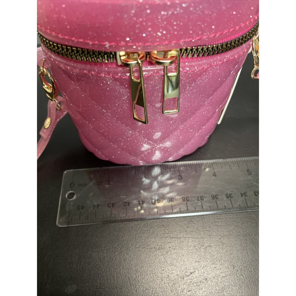 pink jelly quilted glitter Barbie core mini purse Detachable Strap New - Picture 8 of 8